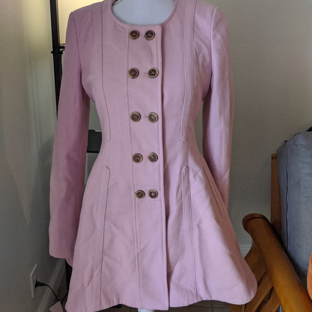 Elevenses Pink flare wool coat
